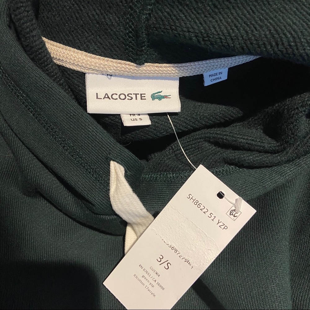 Lacoste NEW 3D Logo Hoodie Sweatshirt Velvet Green - Picture 8 of 8